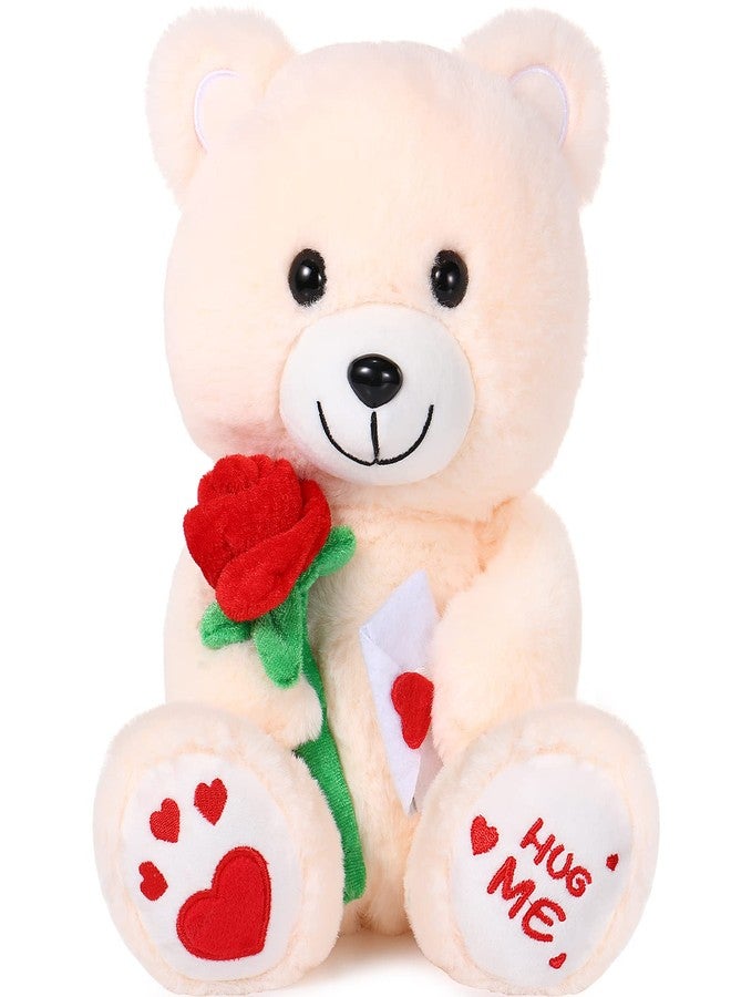 Chalyna 10 Inches Valentines Bear Stuffed Animal Gift Bear Toy with Rose Plush Stuffed Animal with Heart Rose Ositos Cariñositos Peluches for Girlfriend, for Valentines Birthday Festival Occasions - Image 1